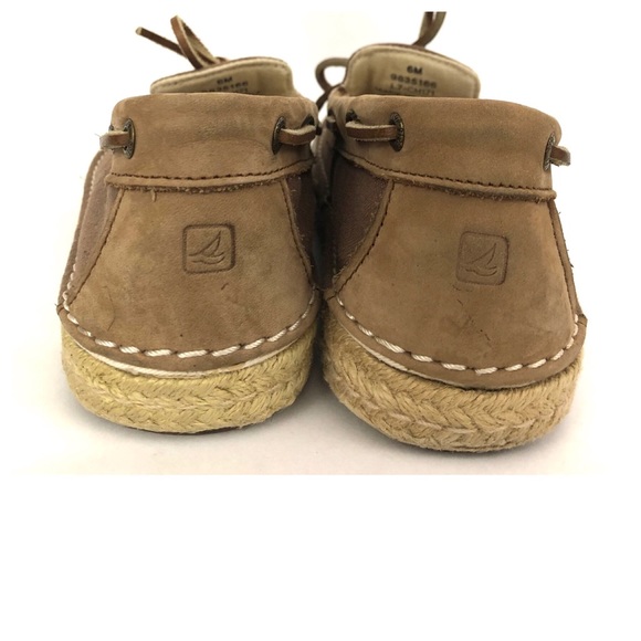 🍑Sold Sperry Top Sider Shoes Canvas Leather - Picture 3 of 7